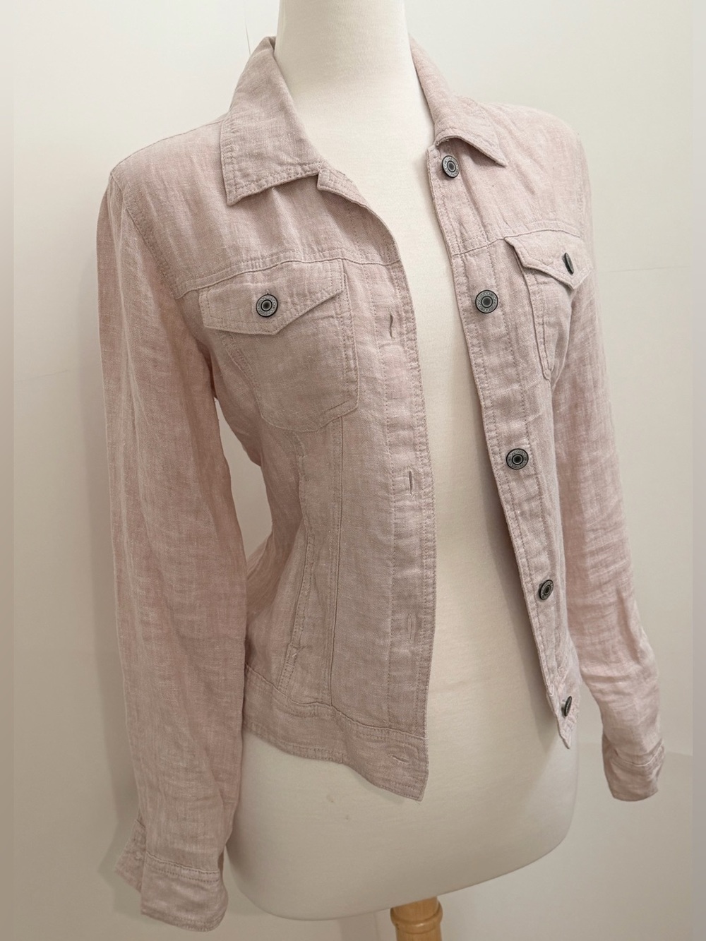 Linen Trucker Jacket Khaki Women’s Medium